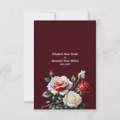 Dark Pretty pink white red roses floral wedding  RSVP Kaartje (Achterkant)