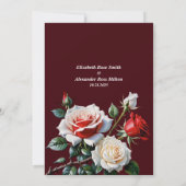 Dark Pretty pink white red roses floral wedding Save The Date (Achterkant)