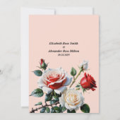 Dark Pretty pink white red roses floral wedding Save The Date (Achterkant)