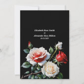 Dark Pretty pink white red roses floral wedding Save The Date (Achterkant)