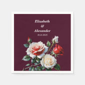 Dark Pretty pink white red roses floral wedding  Servet (Voorkant)