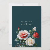 Dark Pretty pink white red roses Rehearsal dinner Kaart (Achterkant)