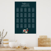 Dark Pretty pink white red roses seating chart Poster (Keuken)