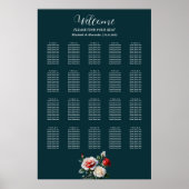 Dark Pretty pink white red roses seating chart Poster (Voorkant)