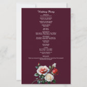 Dark Pretty pink white red roses wedding program (Achterkant)