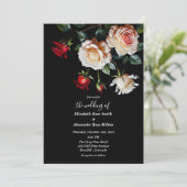 Dark Pretty Red pink white roses floral wedding Kaart (Staand voorkant)