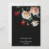Dark Pretty Red pink white roses floral wedding Kaart (Achterkant)