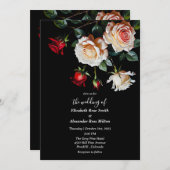 Dark Pretty Red pink white roses floral wedding Kaart (Voorkant / Achterkant)