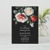 Dark Pretty white red pink roses floral wedding Kaart (Staand voorkant)