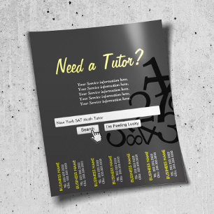 Dark Professional Search Bar Wiskunde Tutor Flyers