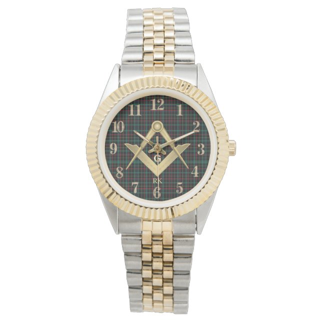 Dark Pset Masonic Monogrammed Horloge (Voorkant)