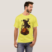Dark Pumpkin Reaper – Creepy Halloween Skeleton Ar T-shirt (Voorkant volledig)