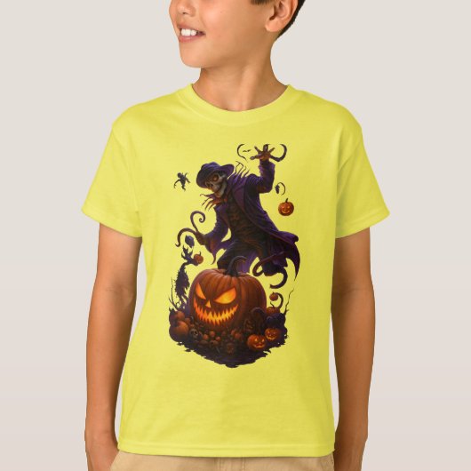 Dark Pumpkin Reaper – Creepy Halloween Skeleton Ar T-shirt (Voorkant)