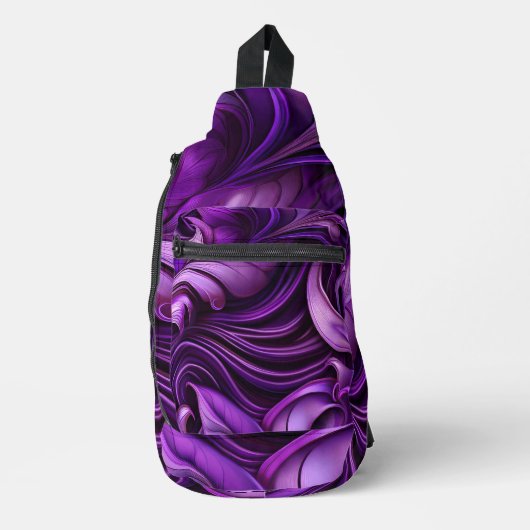 DARK PURPLE ABSTRACT SWIRLS SLING BAG (Voorkant)
