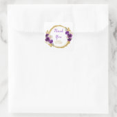 Dark Purple and Gold Elegant Flower Birthday Party Vierkante Sticker (Tas)