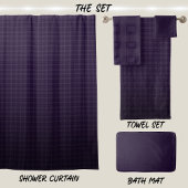 Dark Purple Bath Set Check Pattern Indigo Gradient Douchegordijn