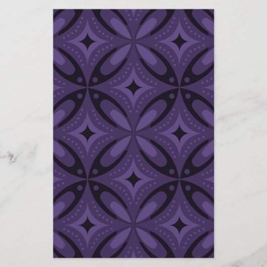 Dark Purple Colored Retro Pattern Briefpapier (Voorkant)