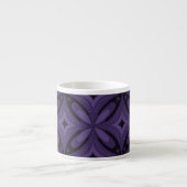 Dark Purple Colored Retro Pattern Espresso Kop (Voorkant)