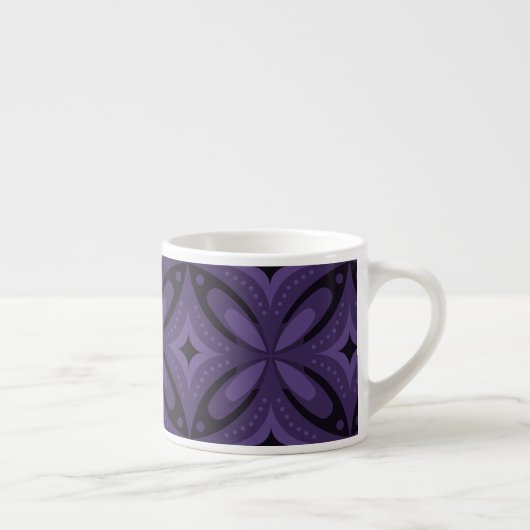 Dark Purple Colored Retro Pattern Espresso Kop (Rechts)