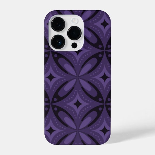 Dark Purple Colored Retro Pattern iPhone Hoesje (Achterkant)