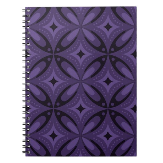 Dark Purple Colored Retro Pattern Notitieboek (Voorkant)