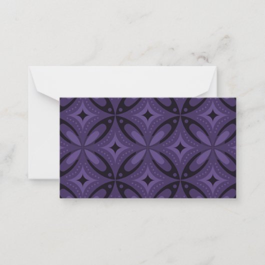 Dark Purple Colored Retro Pattern Notitiekaartje (Voorkant)