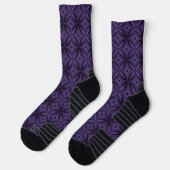 Dark Purple Colored Retro Pattern Sokken (Links)