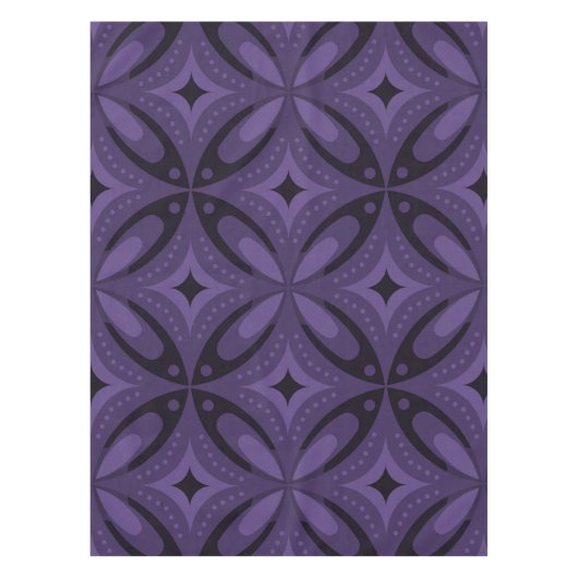Dark Purple Colored Retro Pattern Tafelkleed (Voorkant)