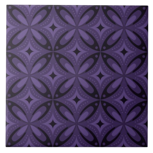 Dark Purple Colored Retro Pattern Tegeltje (Voorkant)