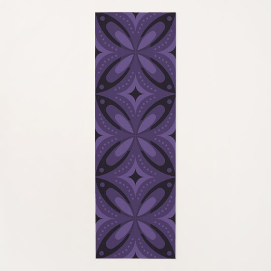 Dark Purple Colored Retro Pattern Yogamat (Voorkant)