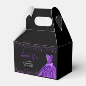 Dark Purple Dress Faux Glitter Sweet 16 Birthday Bedankdoosjes (Voorkant Zijde)