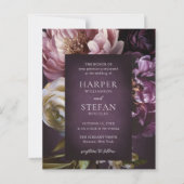 Dark Purple Fine Art Floral Budget Wedding Invite (Voorkant)