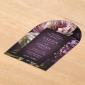 Dark Purple Fine Art Floral Elegant Wedding Acryl Uitnodigingen (Laagn)