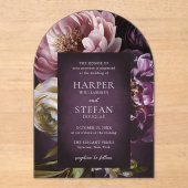 Dark Purple Fine Art Floral Elegant Wedding Acryl Uitnodigingen (Voorkant)