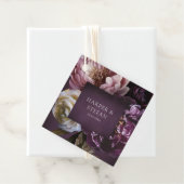 Dark Purple Fine Art Floral Elegant Wedding Bedankjes Labels (In situ)