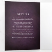 Dark Purple Fine Art Floral Elegant Wedding Drieluik Uitnodiging (Binnenzijde eerst)
