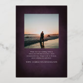 Dark Purple Fine Art Floral Elegant Wedding Folie Uitnodiging (Achterkant)