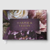 Dark Purple Fine Art Floral Elegant Wedding Gastenboek (Voorkant)