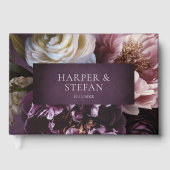 Dark Purple Fine Art Floral Elegant Wedding Gastenboek (Voorkant)
