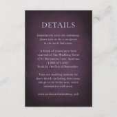 Dark Purple Fine Art Floral Elegant Wedding Informatiekaartje (Voorkant)