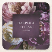 Dark Purple Fine Art Floral Elegant Wedding Kartonnen Onderzetters (Voorkant)