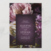 Dark Purple Fine Art Floral Elegant Wedding Programmakaart (Voorkant)