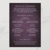 Dark Purple Fine Art Floral Elegant Wedding Programmakaart (Achterkant)