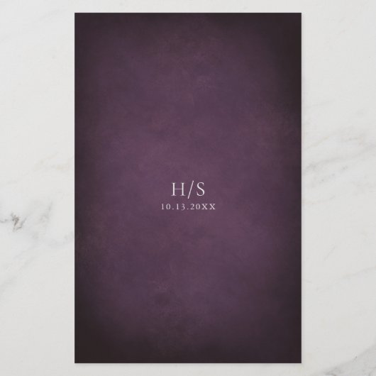Dark Purple Fine Art Floral Wedding Menu (Achterkant)