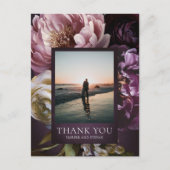 Dark Purple Fine Art Floral Wedding Thank You Briefkaart (Voorkant)