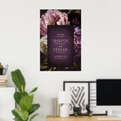 Dark Purple Fine Art Floral Wedding Wecome Sign Poster (Thuiskantoor)