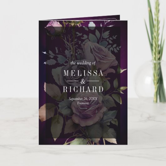 Dark Purple Floral Mason Jar QR Code Moody Wedding (Voorkant)