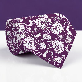Dark Purple Floral Pattern Custom Necktie Stropdas