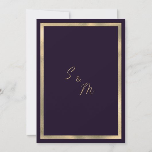 Dark purple gold luxury glitter drip Save the Date Kaart (Achterkant)