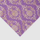 Dark Purple Gold Pineapple Damask  Tissuepapier (Detail)